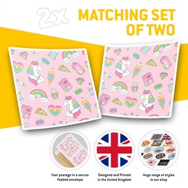 Square Stickers (Set of 2) 7.5cm - Pink Girls Icons Unicorn Rainbow Laptop Tablet Luggage Scrapbook #16754