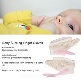 Agatige Baby Gloves to Stop Thumb Sucking, Knitted, Breathable, Soft, Adjustable, No Scratch, Stop Thumb Sucking, Baby Care Kit for Newborn and Toddler (S)