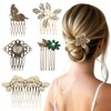 12 Peinetas Para Cabello Mujer, Set de Peinetas en Negro,