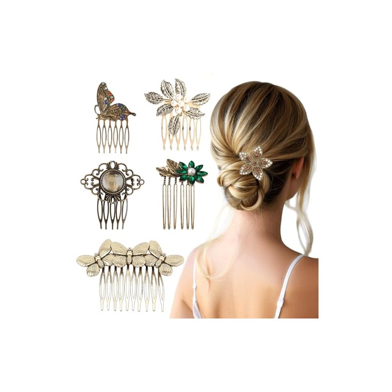 12 Peinetas Para Cabello Mujer, Set de Peinetas en Negro,