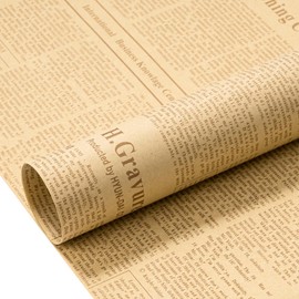 WRAPAHOLIC 20 Sheets Kraft Flower Wrapping Paper - 19.6 x 27.5 inch Retro Coffee Lettering Floral Bouquet Wrapping, Florist Supplies Packaging Paper for Wedding Birthday Gift DIY