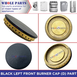 Whole Parts Black Left Front Burner Cap (D) Part# PA080088 - Replacement and Compatible With Some Viking Ranges