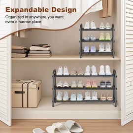 KANAV Expandable Shoe Rack Organizer – 3-Tier Shoe Shelf for Closet, Entryway & Front Door – Space-Saving Shoe Storage Solution
