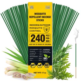 BugBai® Mosquito Repellent Outdoor Patio, 240 PCS Natural Plant-Based Citronella Oil Incense Sticks Indoor Home Pet Family Safe, DEET Free Bug Insect Control Repellent for Yard Garden Camping Fishing