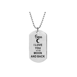 SBI Jewelry To Son Dog Tag Silver Necklace for Women Men I Love You To The Moon And Back Military Pendant Necklaces Birthday