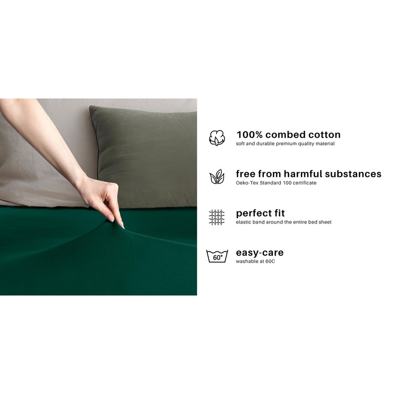DecoKing Fitted Sheet Small Double Cotton Jersey Boxspring, Amber Collection,