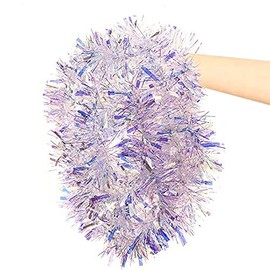 FIRST CHOICE KAYA 210cm Colorful Tinsel Garland Chunky Metallic Shiny Hanging Garlands for Christmas Tree and Other Party Decorations & Festivals - Silver-Irish Tinsel