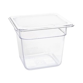 Vogue Reusable Polycarbonate Plastic 1/6 Gastronorm Container 150mm, Clear, Food Storage, -40°C to 100°C, Transparent, Dishwasher Safe | U241