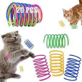 MEXRUMI Pack of 20 Cat Toys, Colourful Creative Plastic Spiral Spring Spiral Toy Spiral Feather Novelty Pet Toy Colourful Spiral Feather Cat Spring Spiral