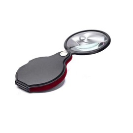 JORCEDI 8 x Glass Lens Pocket Magnifier with Leather Pouch Folding Magnifying Tool，Portable Low Vision Magnify Loupe for Small Print Label Reading, Map, Jewelry, Watch, Crafts