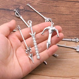 Unbranded 10pcs Knight Sword Charms Antique Metal Knife Pendants Jewelry Making DIY Craft