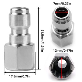 2Pcs Pressure Washer Coupler - Stainless Steel 1/4" or 3/8" Male Quick Connect Plug, 1/4 Inch or 3/8 Inch Female NPT Fitting, 5000 PSI (1/4 inch Male quick connect plug)