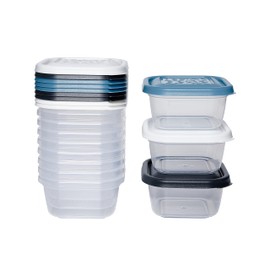 Kigima Mini Freezer Food Storage Container 300 ml Square Set of 12 Multi-Coloured