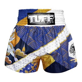 Tuff Sport Muay Thai - Pantalones cortos de boxeo, estilo tradicional, para entrenamiento, kickboxing, Tuf-ms651-blu, Small