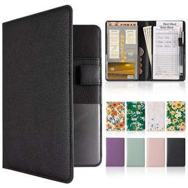 Server Book - Leather Server Books for Waitress, Waitress Book Organizer with Clear Pockets,Money Pockets with Pen Holder Fit Server Apron - Color: A-Black
