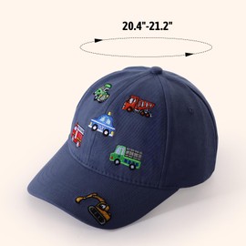 KDVOG Embroidered Baseball Caps for Boys Girls, Toddler Baseball Hat Adjustable Vintage Excavator Trucker Hats, Age 3-8 Navy