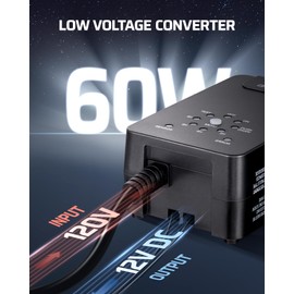 DEWENWILS 60W Low Voltage Transformer, 120V AC to 12V DC, Dusk to Dawn Sensor & Timer, Weatherproof Low Voltage Landscape Transformer for Spotlights, Garden Lights, Pathway Lights…