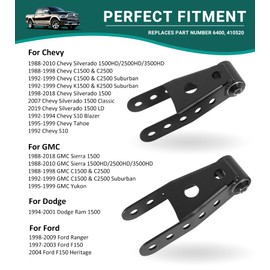 2-3" Suspension Rear Drop Lowering Shackles kit Leaf Spring Drop Shackle Kit Compatible with Chevy Silverado GMC Sierra 1500 C1500 K1500 Dodge Ram Replaces 6400 410520