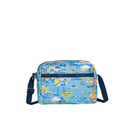 LeSportsac City Retreat Daniella Bolso bandolera estilo 2434/color F953, Ultimate New York City & Hamptons/Montauk icónico diseño gráfico: playas, tenis, canotaje, Jitney y ciclismo