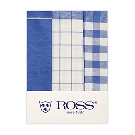 Ross Pack of 3 Cotton Tea Towels 1605 Blue 50 x 70 cm