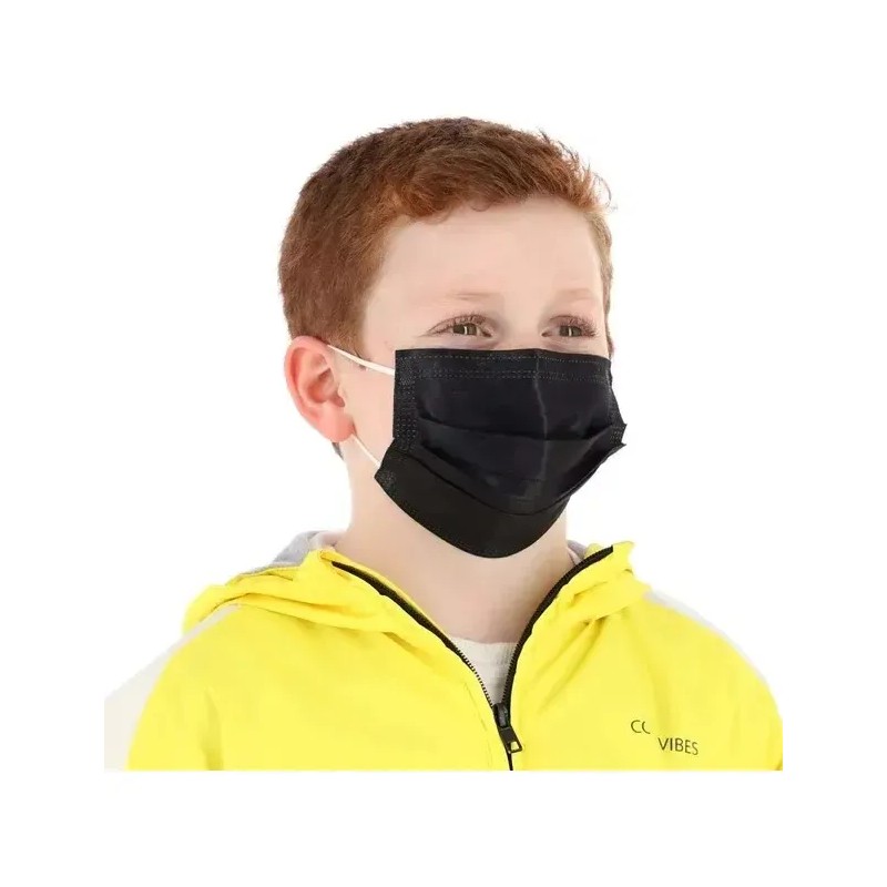 Mascarillas Infantiles Negras, Paquete De 100 Unidades