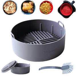 MiKapana Silicone Air fryer Liners Reusable Sturdy Silicone Air Fryer Basket Liners Air Fryer Liner Air Fryer Accessories Air fryer Silicone Liners Air Fryer Liners Silicone BPA free (Grey - 7.5")