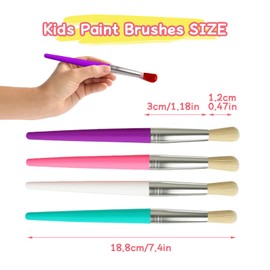 4PCS Kids Paint Brushes Set for Toddlers, Washable, Round Tips for Acrylic, Watercolor, Oil Painting - Easy Grip Handles, Durable Bristles, Art Supplies for Beginners