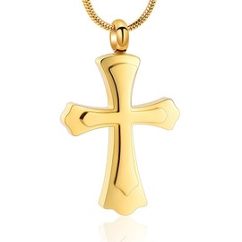Stainless Steel Cross Memorial Cremation Ashes Urn Pendant Necklace Keepsake Jewelry Urn
