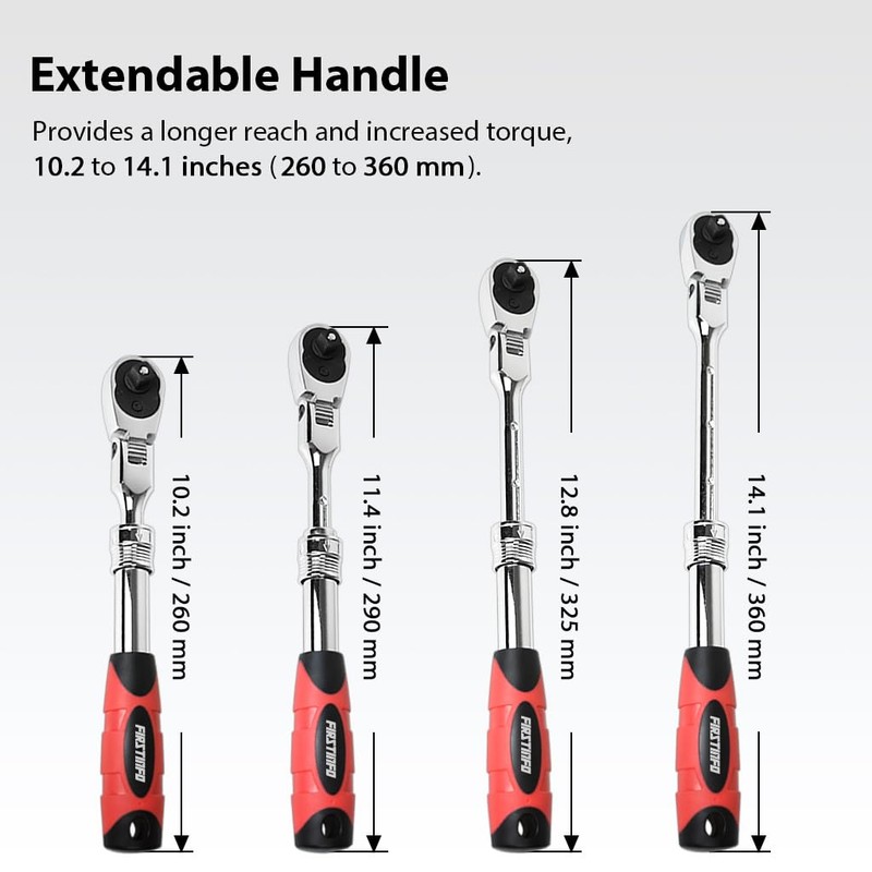 FIRSTINFO F3222NC 3/8-Inch Drive Locking & Flexible Extendable Ratchet Wrench