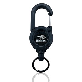Bishkel Carabiner Reel Key Chain Key Reel Keychain Telescopic, Black