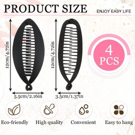 4er-Pack mattierte Bananenclips, Vintage-Fischschwanz-Haarclips, mattierte vertikale Clips, Fischschwanz-Haarclip-Accessoires für Frauen mit langem, lockigem und glattem Haar