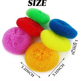 NSBELL 30PCS Plastic Dish Scrubbers for Dishes Plastic Pot Round Scrubber Scouring Pad Nylon Dish Scrubber, Poly Mesh Scouring Dish Pads Non Scratch Scrubbers