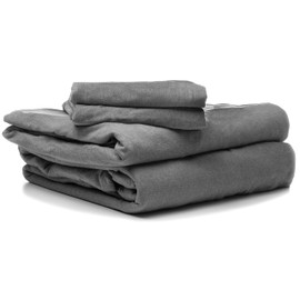 Linteum Textile Supply 4-Piece Jersey Knit Sheet Set - 100% Cotton, Grey, Full