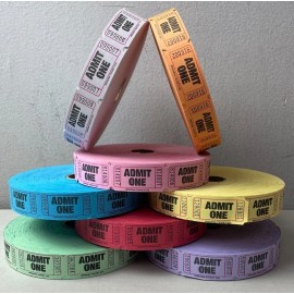 Indiana Ticket Company Admit One Raffle Tickets 1 Roll of 2000 Single Stub for a Carnival Fun Fair - Pink