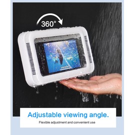 weswink Waterproof Shower Phone Holder with 480° Rotation and Angle Adjustable, Enhanced Sound Quality, Fits Phones up to 7 Inches（White）