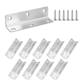 Redunest L Bracket, Heavy Duty Corner Brace, 10 Pack 4" Metal Shelf Bracket Angle Bracket for Shelves, Polished Silver Stainless Steel Braces for Wood Furniture