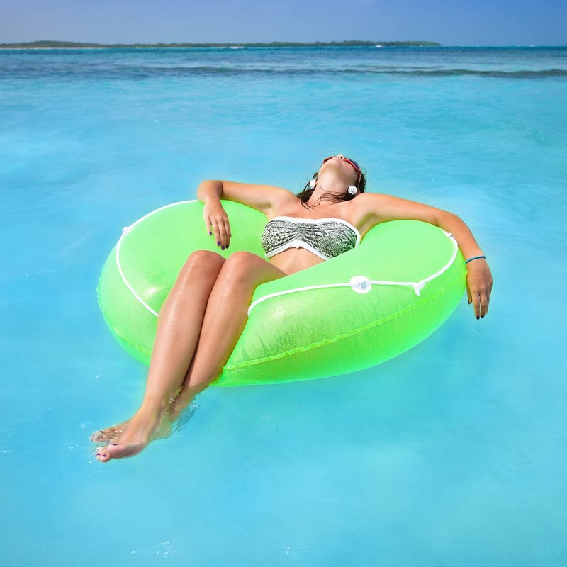 Poolmaster Neon Frost Large Swimming Pool Float Inner Tube, Green