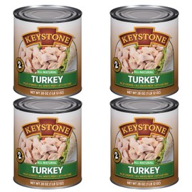 Keystone Meats All Natural Canned Turkey 28 Ounce Long Term Shelf Life Emergency Survival Food Canned Meat | Fully Cooked Ready to Eat | All White Meat No Carbs Gluten Free Family Pack of 4