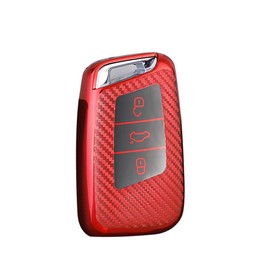 ontto Key Case Suitable for VW Passat B8 Tiguan Magotan Golf for Skoda Kodiaq Superb A7 Car Key Case TPU Protective Key Case Remote Control Cover T-Red