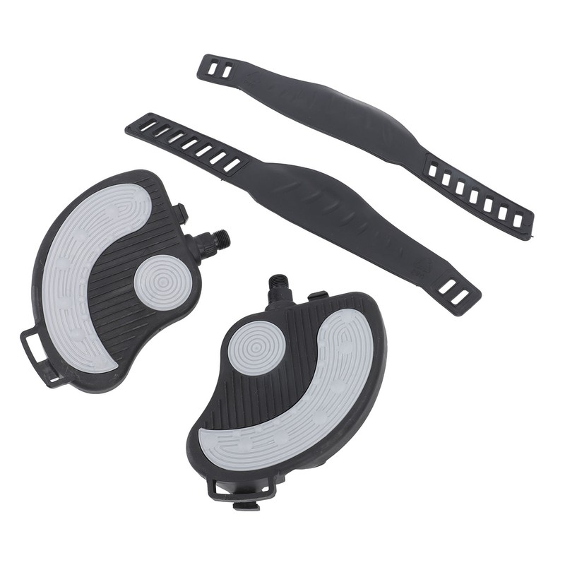 2PCS Exercise Bike Pedals with Straps PP PVC Stainless Steel