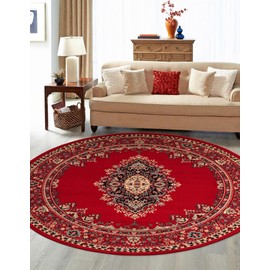 Unique Loom Reza Collection Traditional Persian Style Area Rug, 8' 0" x 8' 0", Red/Ivory