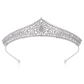 Women Vintage Wedding Headband Hair Accessories for Bride Birthday Prom Party (Style 2 (Silvery), One Size)