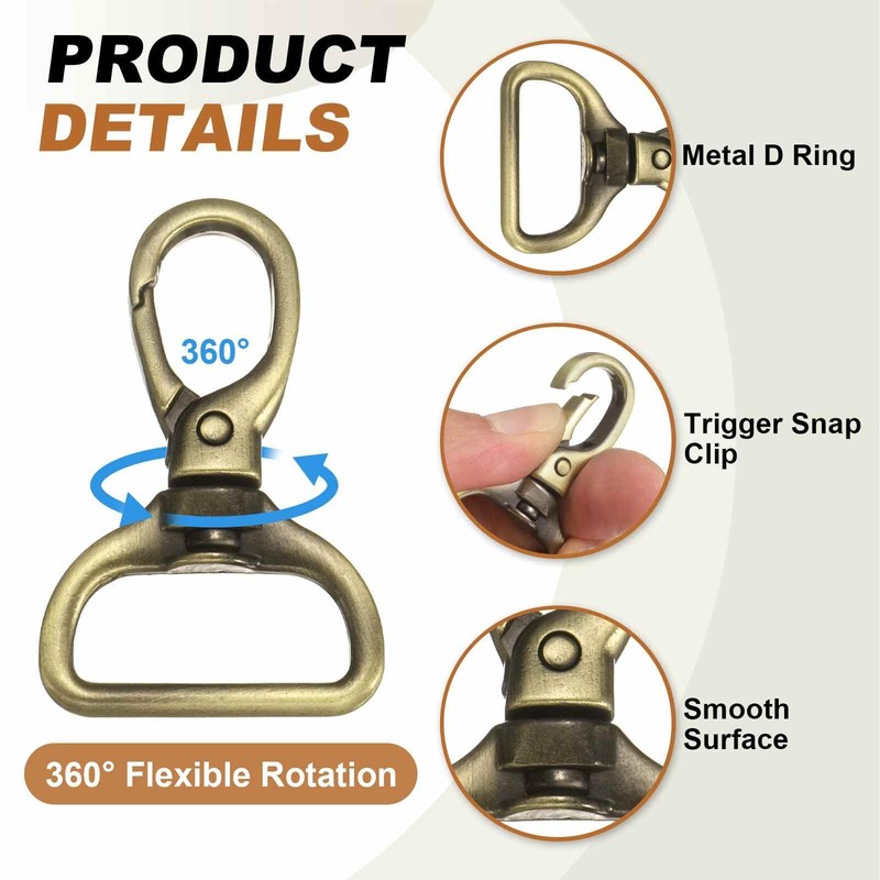 PATIKIL Swivel Clasps, (1 Inch, Bronze) (2 Pcs), Metal Swivel