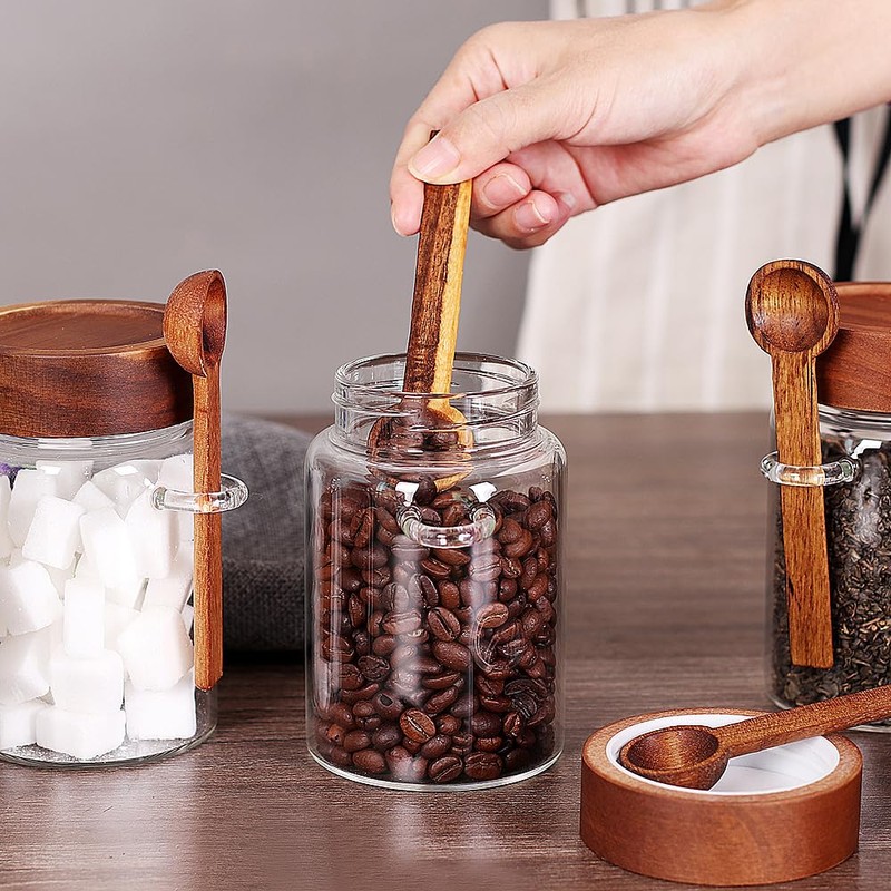 SAIOOL Sugar Jar with Lid and Spoon Set of 2,