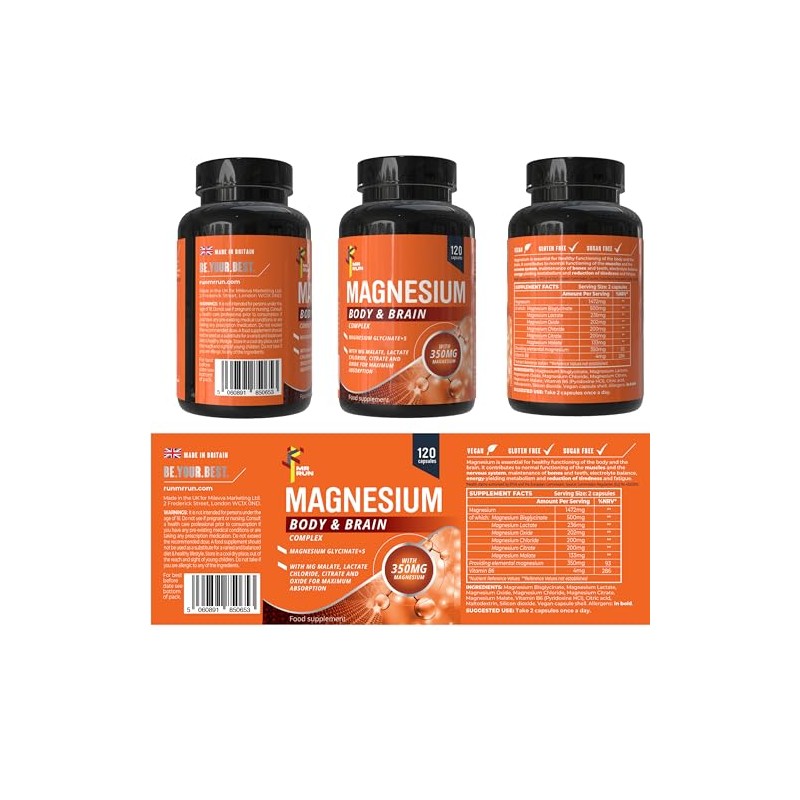 Magnesium Glycinate 6-in-1 Supplement for Body & Brain, 120 Capsules