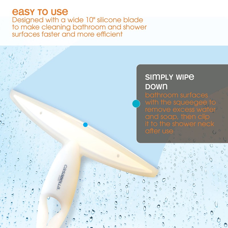 Casabella, White 44037 Clip on Silicone Squeegee, 10-1/8" x 1-1/4"