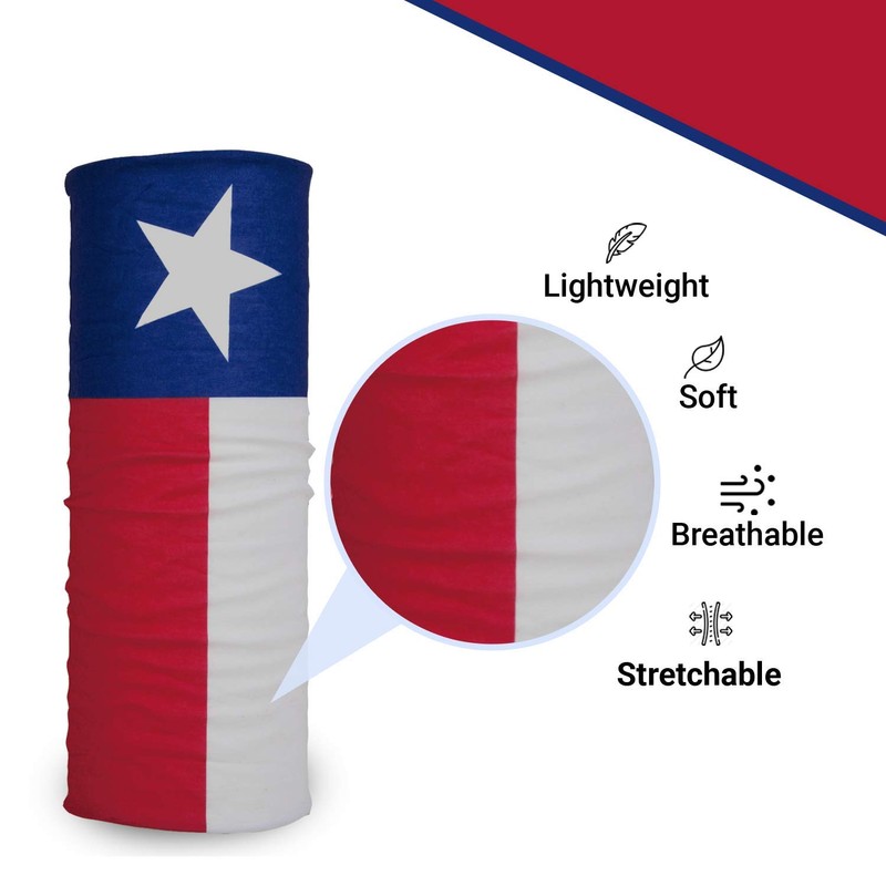 International Tie Texas Flag Bandana – Face Mask: Soft &