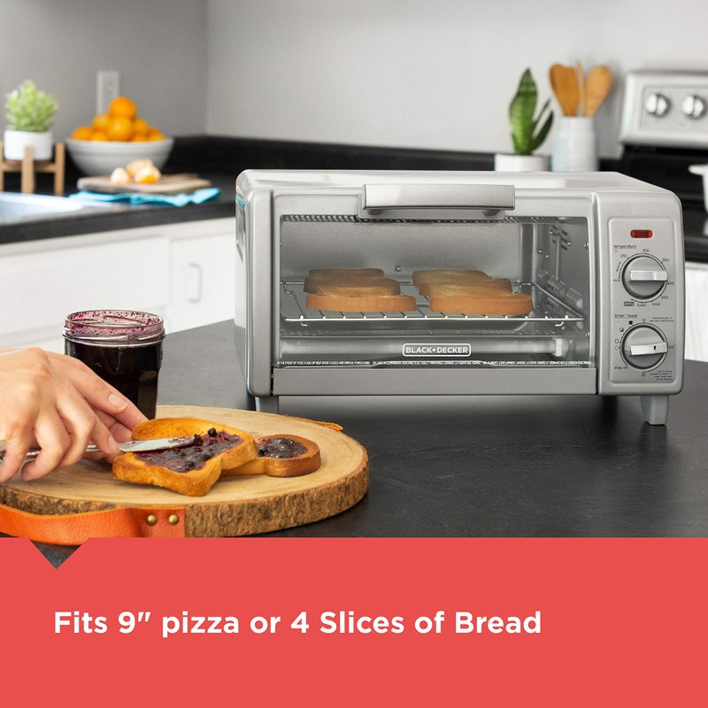 BLACK+DECKER Crisp N Bake Air Fry 4-Slice Toaster Oven, Gray,