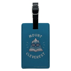 Mount Cleverest Reading Book Funny Rectangle Leather Luggage Card ID Tag
