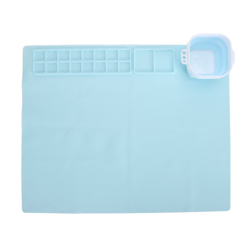 Silicone Painting Mat with Water Cup Washable Protruding Scale Line